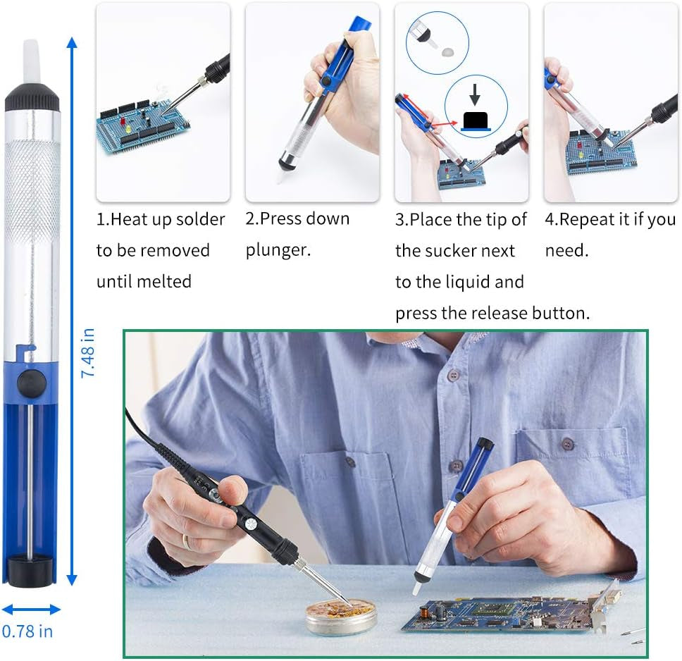 Soldering Iron Kit  Welding Tool, 60W Adjustable Temperature Soldering Iron with ON/OFF Switch, Soldering Iron Tips, Stand, Desoldering Pump, Wire Cutter, Solder Wick, Tweezers