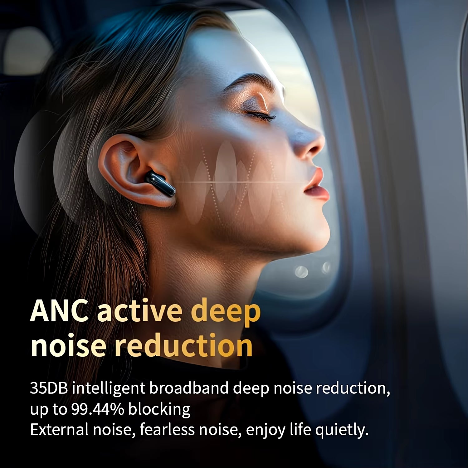 Active Noise Cancelling Earbuds ANC with Smart Touch Screen, TWS True Wireless Ear Buds Earphones for Iphone Android