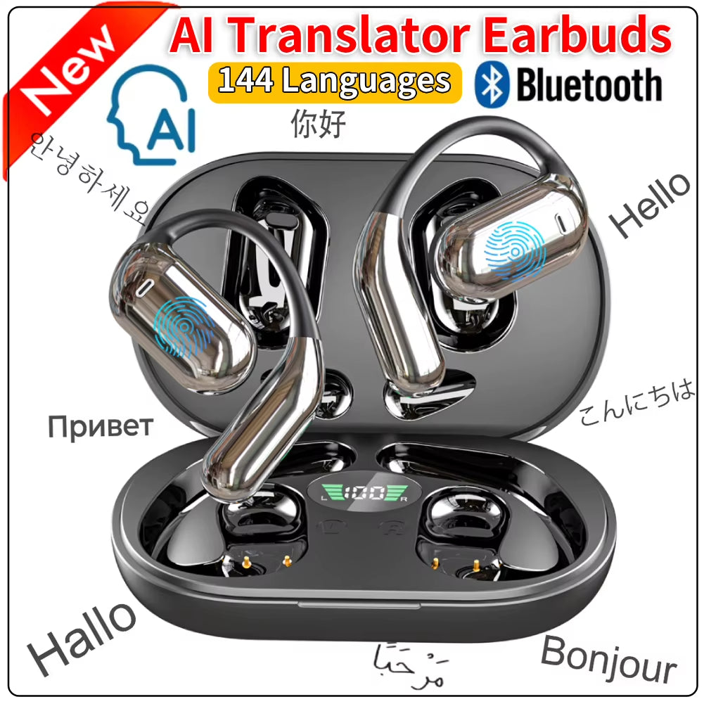 144 Languages Real-Time Translator Earbuds 3 in 1 Translation Earphones Noise Reduction Waterproof Business AI Translator Earbud